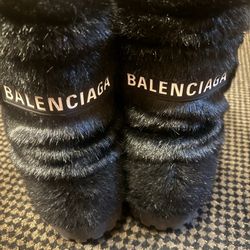 Black Balenciaga Fur Boots Size 37/38 EUR Size 7 US
