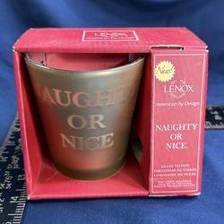 Lenox Naughty or Nice Glass Votive Candle Holder w/ Box Holiday