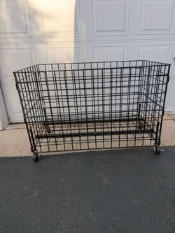 Large Black Wire Metal Rolling Storage Cage