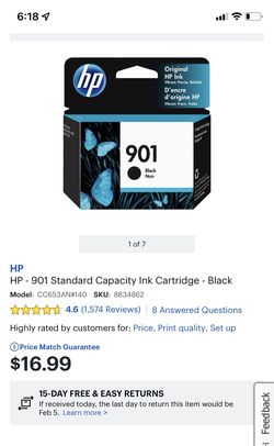 HP 901 Black noir Ink NIB