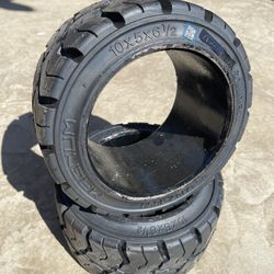 Forklift Tires Pair 10x5x6.5 New Solid 