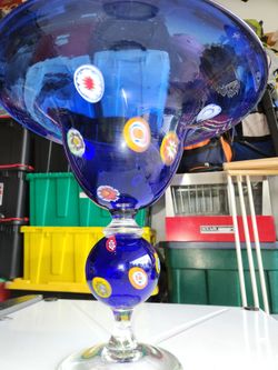Blue Murano art round bowl/ martini glass.