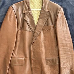 Brown Leather Cigar Jacket XL