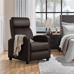 Adjustable Recliner Chair PU Leather Upholstered for Living Room, Brown