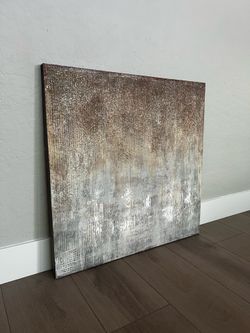 32x32 LARGE Textured Canvas Brown/Beige/Grey/Gold/White Artwork
