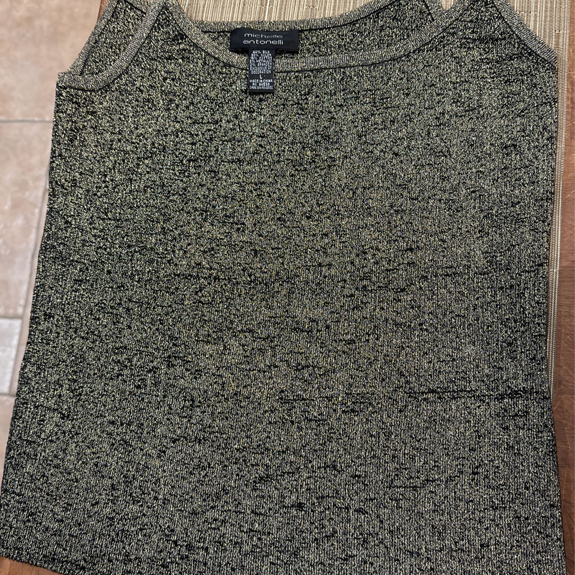 Gold And Black Bling Strap Sparkle Tank Top Large