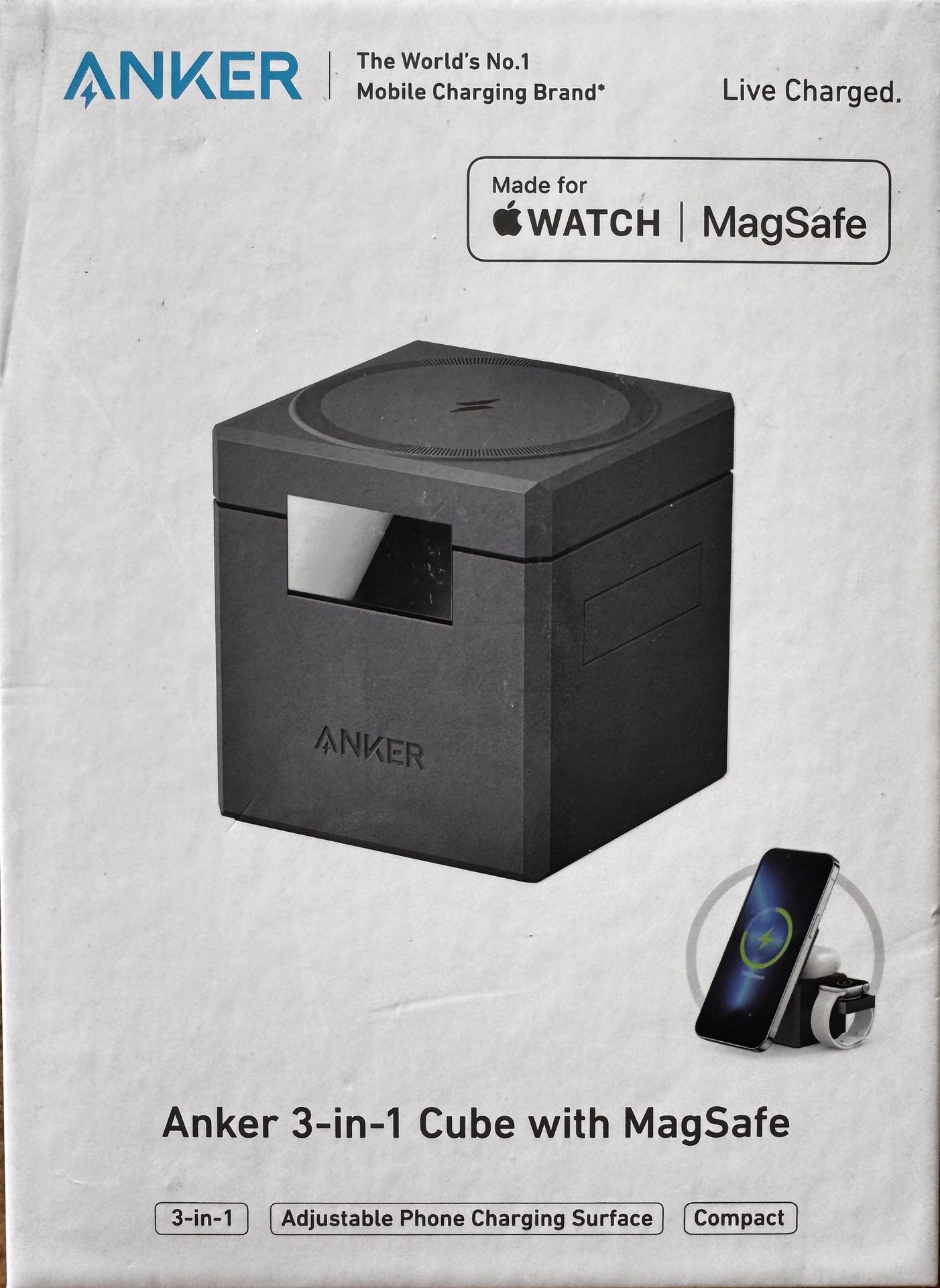 Anker 3-In-1 Cube MagSafe Wireless Charger For Apple - Black