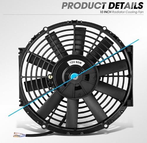 LA Zona Auto Parts Two 10 Inch High Performace Electric Cooling Slim Radiator Fan with Mount Kit Avanico para Radiador
