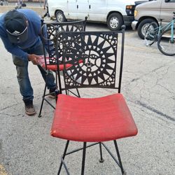Arthur Umanoff Mayan Sun Design Iron Chairs