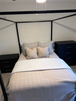 Full size bed with 4 poster bed