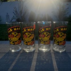 Vintage 1982 Pacman Drinking Glasses SET OF 4! NEW!