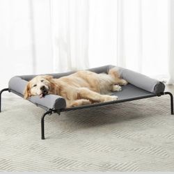 XL Large Elevated Cooling Dog Bed, Raised Dog Cot Beds for Large Dogs, Elevated Outdoor Pet Bed, Chew Proof Portable Cooling Pet Cot with Skid-Resista