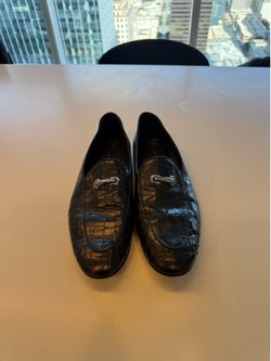 Black leather/croc style shoes