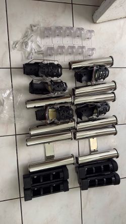Fishing Boat Rod Holder & Cup Holder Lot – 25 Pieces – Stainless Steel & Accessories