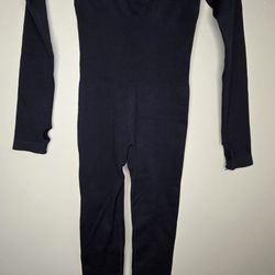 Get Mod Women's Black Long Sleeve Crewneck Bodysuit Jumpsuit Size Small 