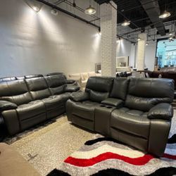 Summer Blowout Sale. Madrid, Gray Leather Reclining Sofa And Loveseat Only $899. Easy Finance Option. Same-Day Delivery.