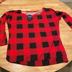Womens Red Plaid Top