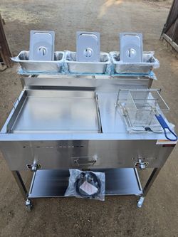 Plancha con freidora taco cart deep fryer set