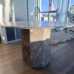 Vintage Pink / Grey Marble Dining Table 
