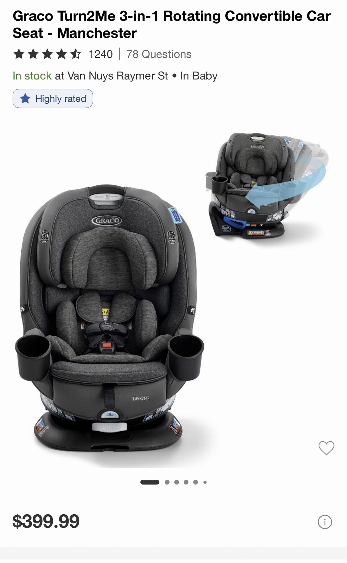 GRACO Turn2Me 3-in-1 Rotating Convertible Car Seat - Manchester