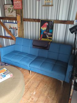 Blue futon couch