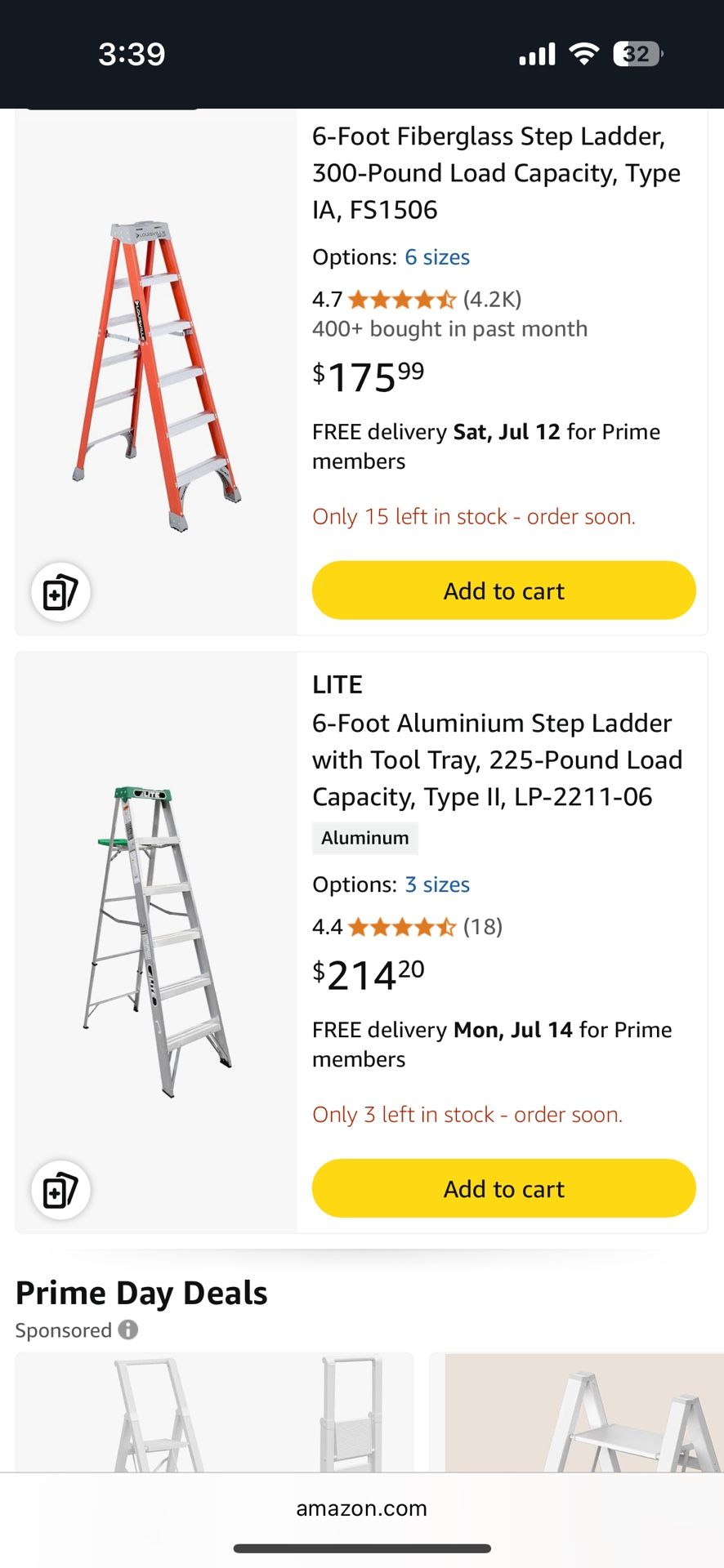 6 Ft Aluminum Ladder 225 Capacity 