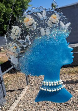 Blue Butterfly Afro Lady 
