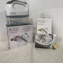 Wolf Gang Puck White Hand Mixer with Storage Caddy