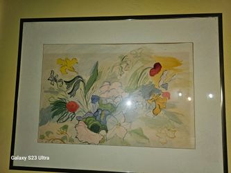 Framed Floral Watercolor Painting