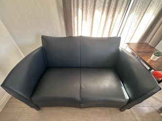Beautiful blue leather loveseat