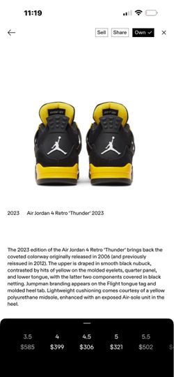 Jordan retro 4 thunders