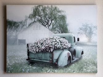 Fine Art Canvas Lori Deiter Sage Green Truck Wall Art 43x32