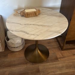 White Marble And Gold Dining Table