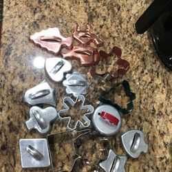 Lot of Vintage Aluminum Metal Cookie Biscuit Cutters Heart Star Clover Bell
