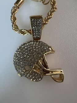 Gold-plated Bling Football Pendant & Chain Necklace