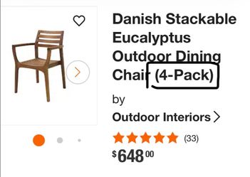BRAND NEW IN BOX EUCALYPTUS SET OF.4 Chairs