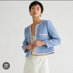 J.Crew Frances Louisa Lady Jacket Blazer Collarless Maritime Tweed Size 20