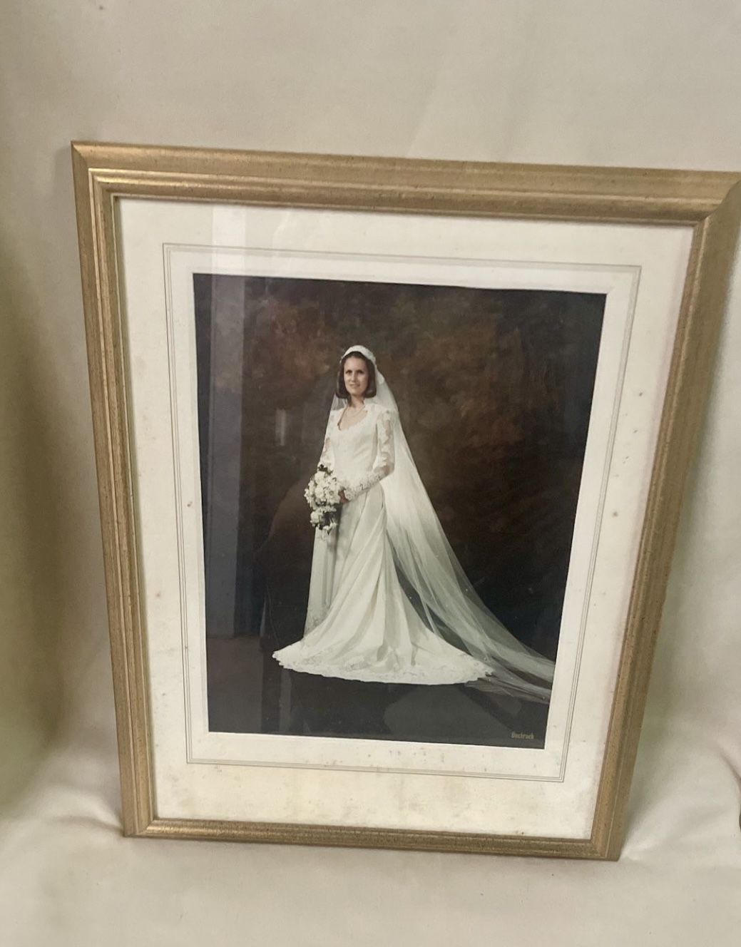 Vintage Bachrach Original 1940 Wedding Dress/Bridal Photograph- Framed 16”x20”