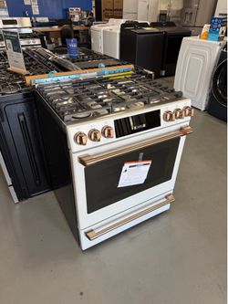 Cafe 30 Inch Gas Range 5.6 Cubic Feet 5 Burners Brand New, 1 Year Manufacturers Warranty