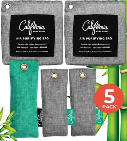 Bamboo Charcoal Air Purifying Bag (5 Pack) Bundle, Natural Air Fresheners & Odor Eliminator, Closet Freshener, Fridge Deodorizer, Shoe Odor Eliminator