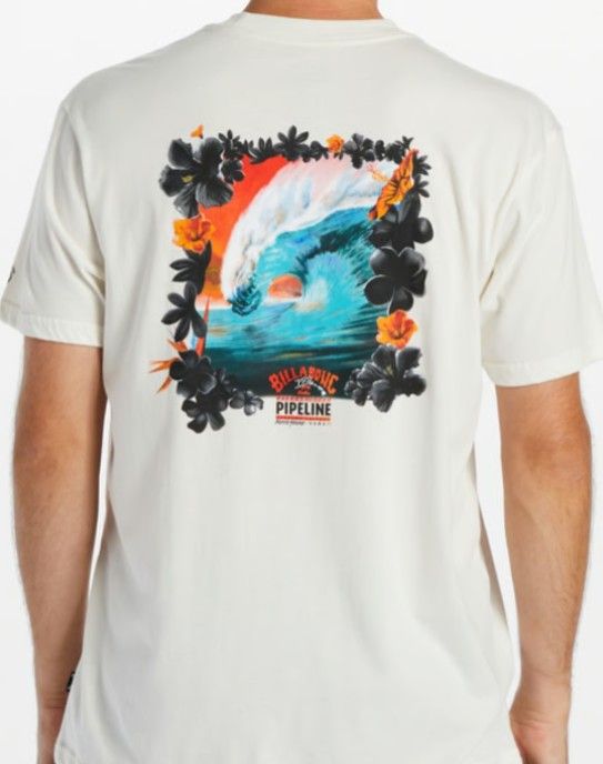 NWT BILLABONG PIPELINE WHITE FLORAL SHORT SLEEVE SZ L