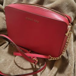 Jet Set Ladies Large Red Leather Crossbody Bag