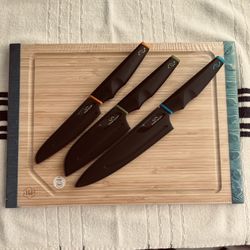 Juego De Cuchillos De Vida Sana Y Tabla Para Cortar De Bambú