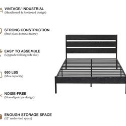 Platform Bed Frame w/ Wood Headboard 