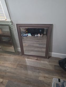 Wall Mirror with Dark Herringbone Frame