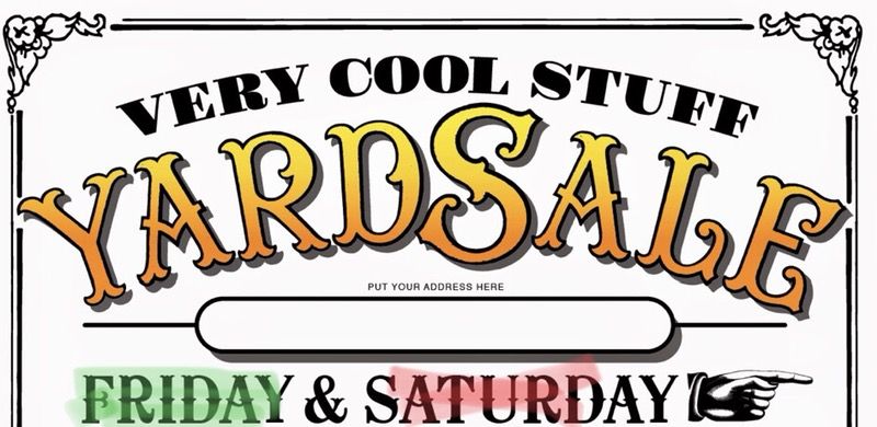 Yard sale Today from 8 to 2 pm