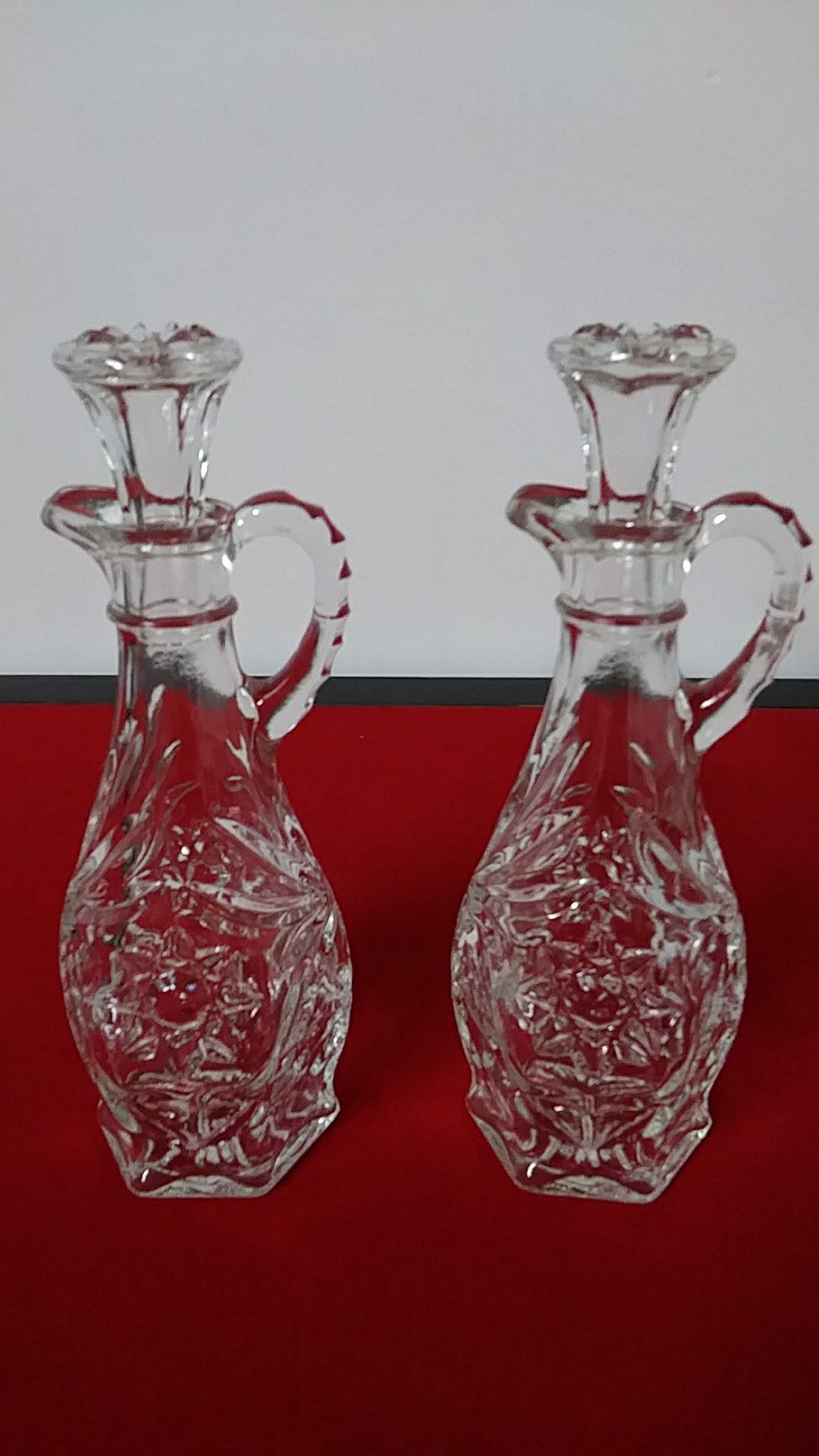Oil vinegar poured glass vintage antique rare cut glass
