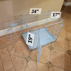 Pet Crate. 2 Openings. Secure Doors. Removable Tray. Sturdy Metal.