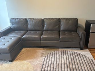 Belffin Faux Leather Sectional Sofa w/ Storage Chaise - $325 obo