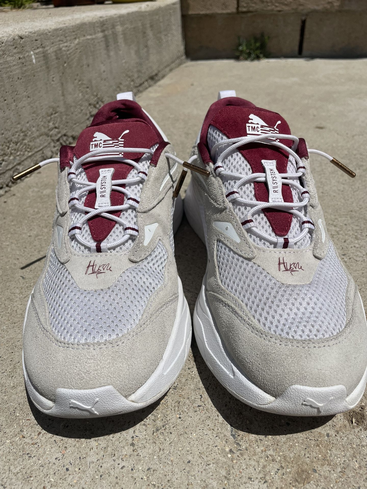 🔥 PUMA X TMC RS- FAST (STATUS SYMBOL) SNEAKERS - WHITE BURGUNDY🔥